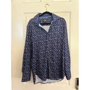 WRK Men's Blue Floral 4-Way Stretch Long Sleeves Shirt Size 16 1/2
